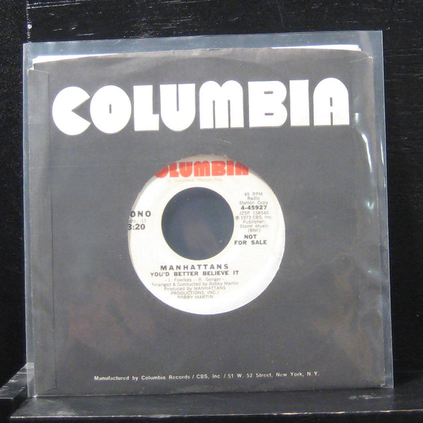 Manhattans - You'd Better Believe It Mono / Stereo 7" VG+ 4-45927 Vinyl 45 Promo - Shuga Records
