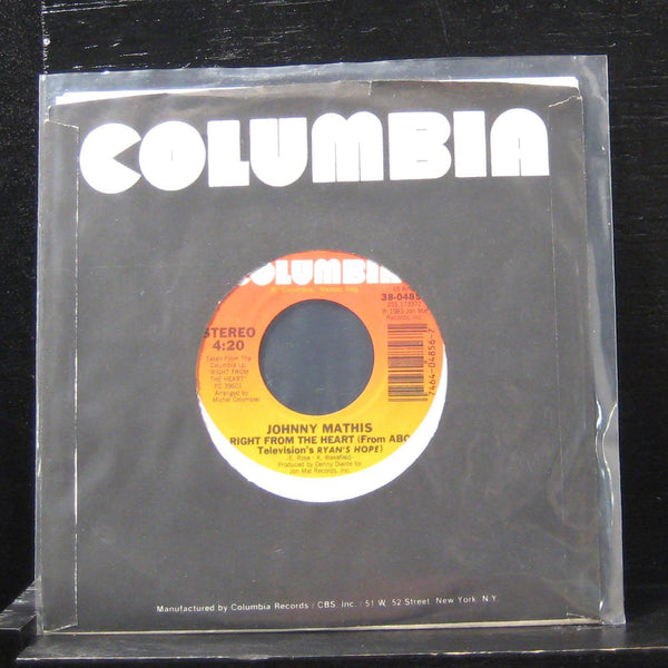 Johnny Mathis - Right From The Heart / Hold On 7" VG+ 38-04856 Vinyl 45 Promo - Shuga Records