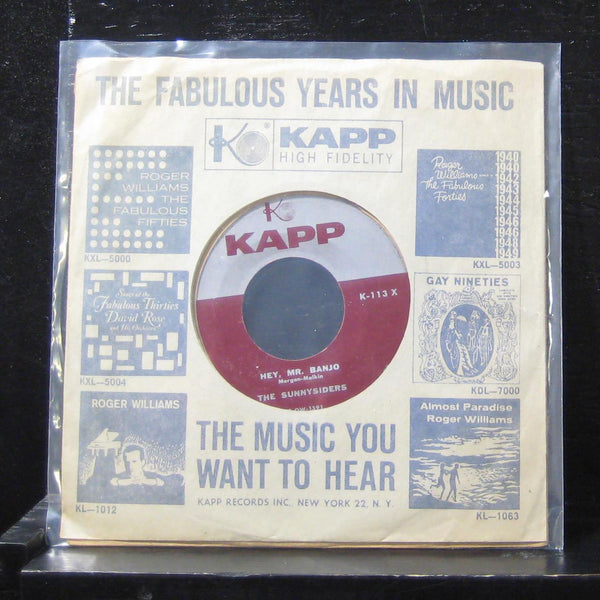 The Sunnysiders - Hey, Mr Banjo / Zoom, Zoom, Zoom 7" VG+ K-113 X Vinyl 45 - Shuga Records