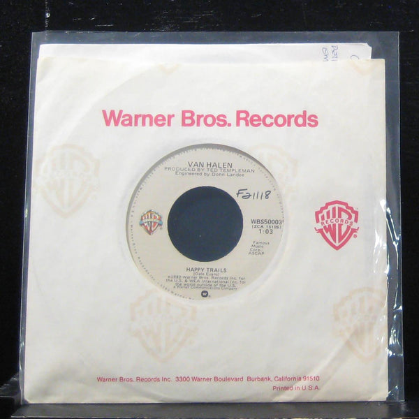 Van Halen - Pretty Woman / Happy Trails 7" VG+ WBS50003 Vinyl 45 1982 - Shuga Records