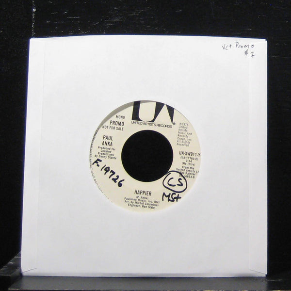 Paul Anka - Happier / Happier 7" VG+ UA-XW911-Y Vinyl 45 Promo United Artists - Shuga Records