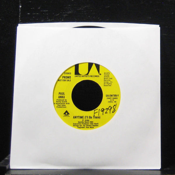 Paul Anka - Anytime (I'll Be There) 7" VG+ UA-XW789-Y Vinyl 45 Promo 1976 - Shuga Records
