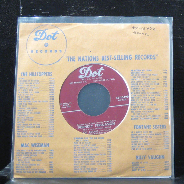 Pat Boone - Friendly Persuasion / Chains Of Love 7" VG+ 45-15490 Vinyl 45 - Shuga Records