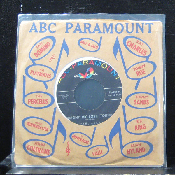 Paul Anka - Tonight My Love, Tonight 7" VG+ 45-10194 Vinyl 45 ABC 1961 - Shuga Records