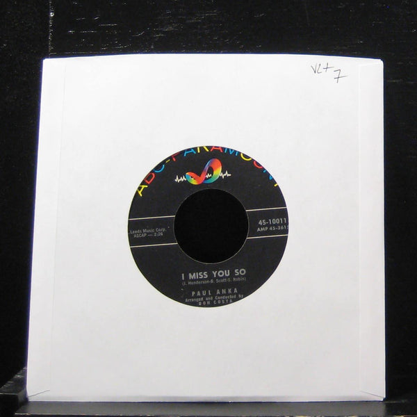 Paul Anka - I Miss You so / Late Last Night 7" VG+ 45-10011 Vinyl 45 - Shuga Records