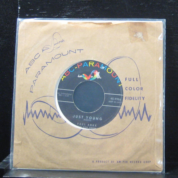 Paul Anka - Just Young / So It's Goodbye 7" VG+ 45-9956 Vinyl 45 ABC Paramount - Shuga Records