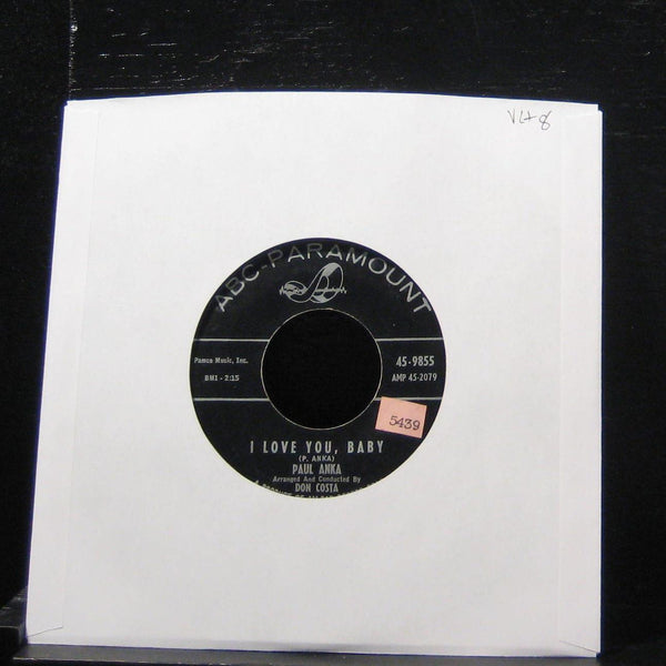 Paul Anka - I Love You, Baby / Tell Me That You Love Me 7" VG+ 45-9855 Vinyl 45 - Shuga Records