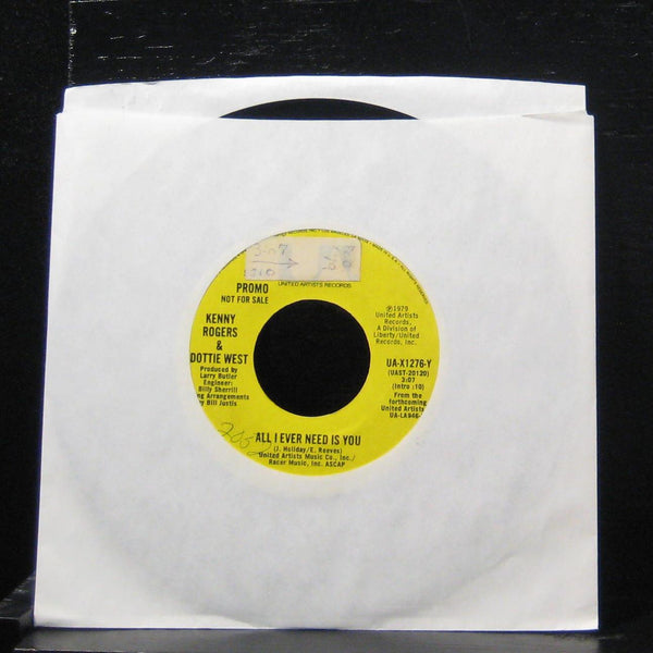 Kenny Rogers Dottie West - All I Ever Need Is You 7" VG+ UA-X1276 Vinyl 45 Promo - Shuga Records