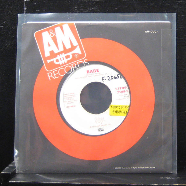 Styx - Babe / Babe 7" Mint- 2188 Vinyl 45 Infinity Records 1979 USA Promo - Shuga Records
