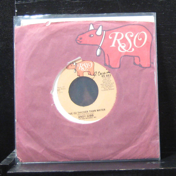 Andy Gibb - (Love Is) Thicker Than Water 7" VG+ RS 883 Vinyl 45 RSO - Shuga Records
