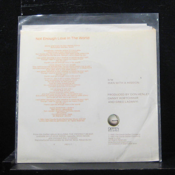 Don Henley - Not Enough Love In The World 7" Mint- 7-29012 Vinyl 45 - Shuga Records