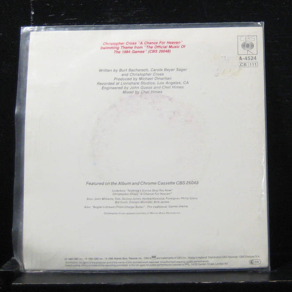 Christopher Cross - A Chance For Heaven 7" Mint- CBSA 4524 Vinyl 45 - Shuga Records