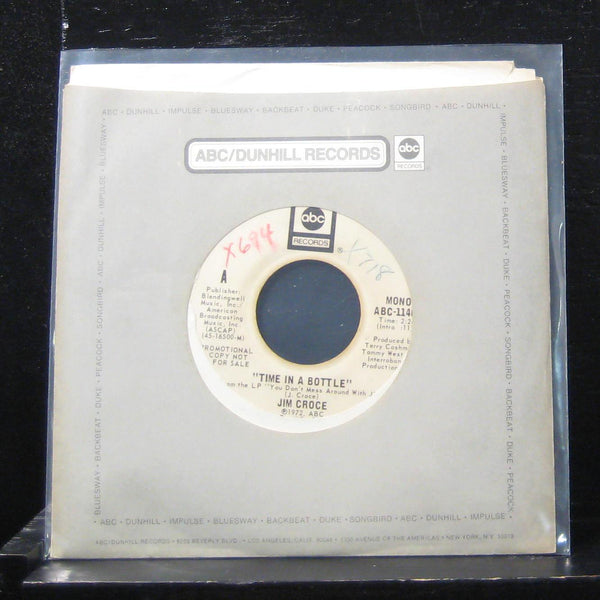 Jim Croce - Time In A Bottle / Time In A Bottle 7" VG ABC-11405 Vinyl 45 Promo - Shuga Records