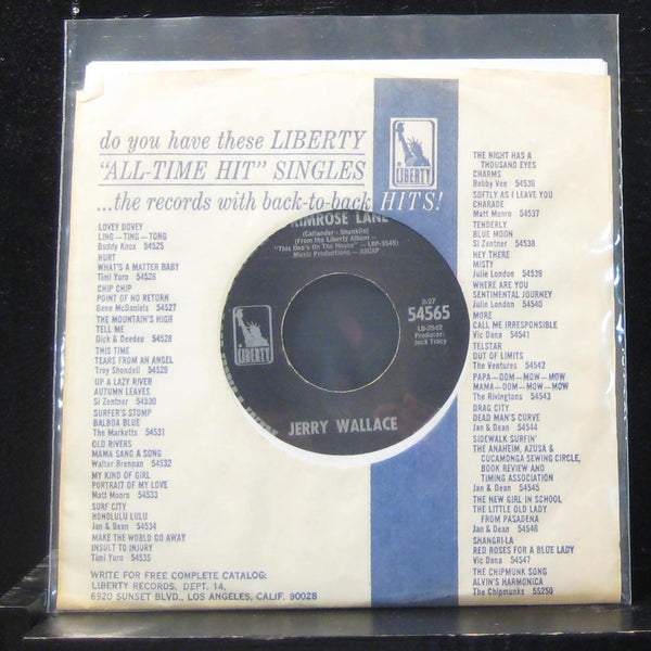 Jerry Wallace - Primrose Lane / This One's On The House 7" VG+ 54565 Vinyl 45 - Shuga Records