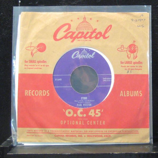 Paul Weston - Etude / Deep Purple 7" VG+ F1640 Vinyl 45 Capitol Records - Shuga Records
