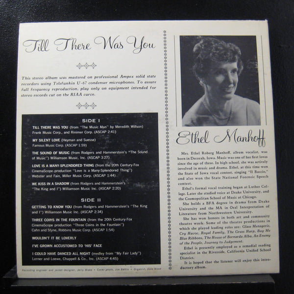 Ethel Manhoff - Till There Was You LP Mint- R-2225 Private Vinyl Record - Shuga Records