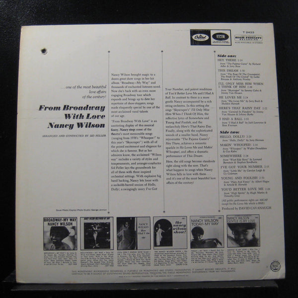 Nancy Wilson - From Broadway With Love LP Mint- T-2433 Mono Vinyl Record - Shuga Records