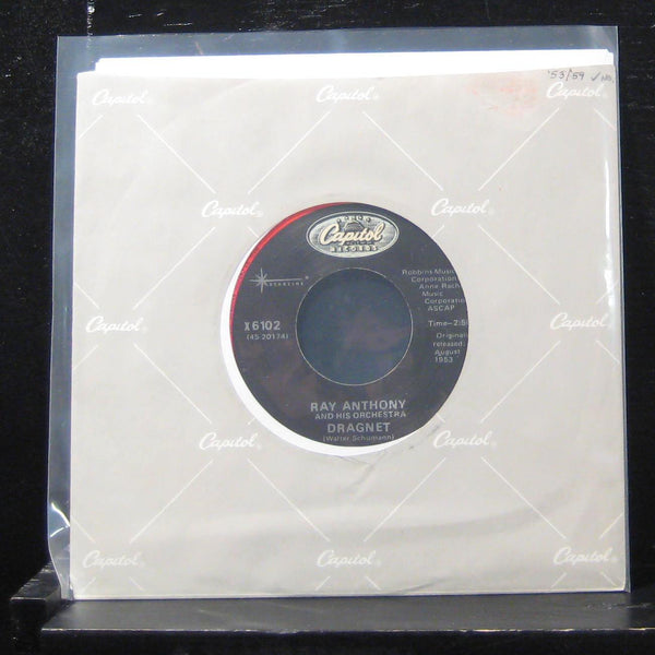 Ray Anthony - Dragnet / Petter Gunn 7" Mint- X6102 Vinyl 45 Black Label - Shuga Records