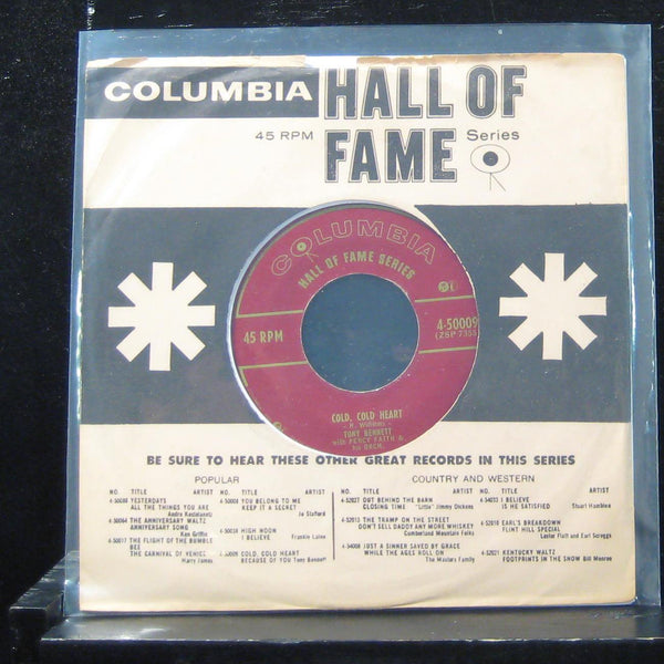 Tony Bennett - Cold, Cold Heart / Because Of You 7" VG+ 4-50009 Vinyl 45 - Shuga Records