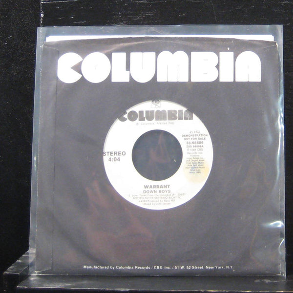Warrant - Down Boys 7" VG+ 38-68606 Vinyl 45 Promo Columbia 1988 - Shuga Records