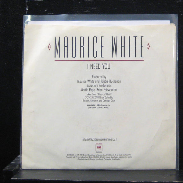 Maurice White - I Need You / Believe In Magic 7" Mint- 38-05726 Vinyl 45 promo - Shuga Records