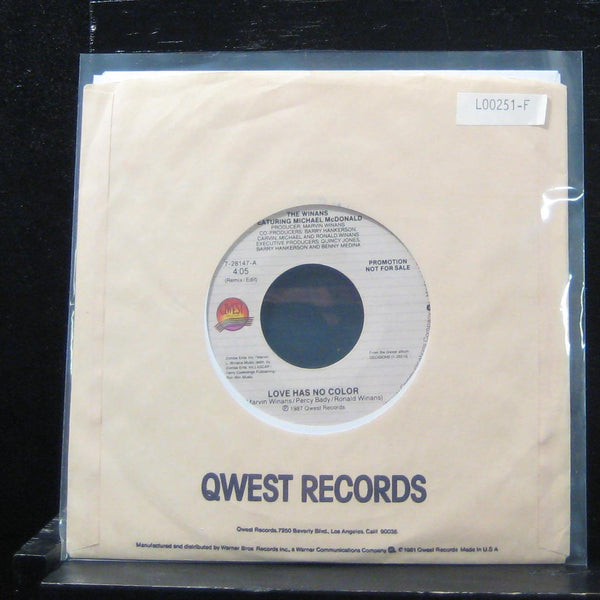 The Winans - Love Has No Color 7" Mint- 7-28147 Vinyl 45 Promo - Shuga Records