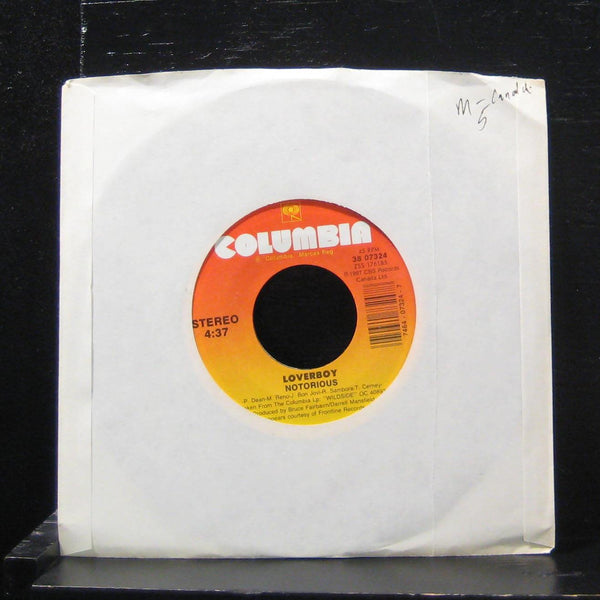 Loverboy - Notorious / Wildside 7" Mint- 38-07324 Vinyl 45 CBS 1987 - Shuga Records