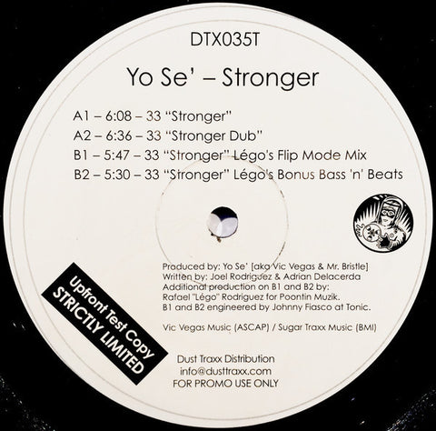 Yo Se' - Stronger - New 12" Single 2004 Test Pressing Promo USA - Chicago House