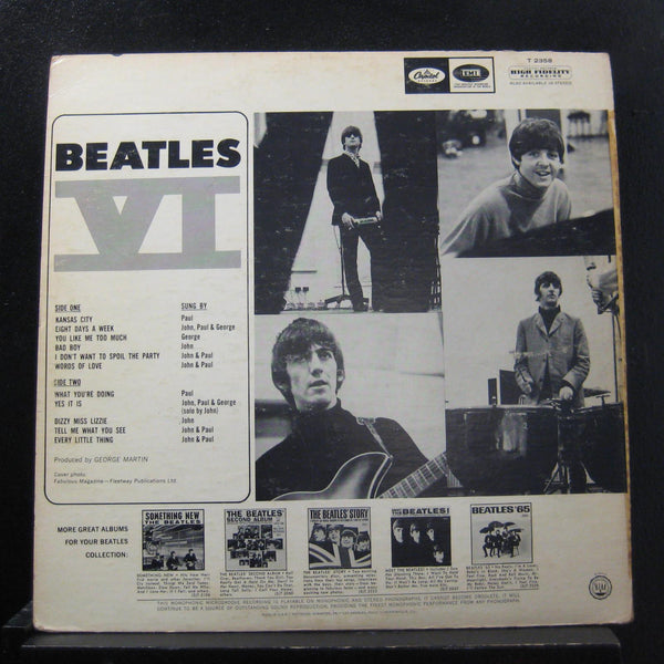 The Beatles - Beatles VI LP VG+ T-2358 Mono Captiol 1965 USA Vinyl Record - Shuga Records