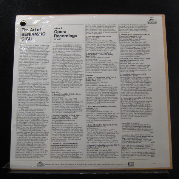 Beniamino Gigli - Album 3: Operas 1918-27 LP New Sealed 60314 Mono Vinyl Record - Shuga Records