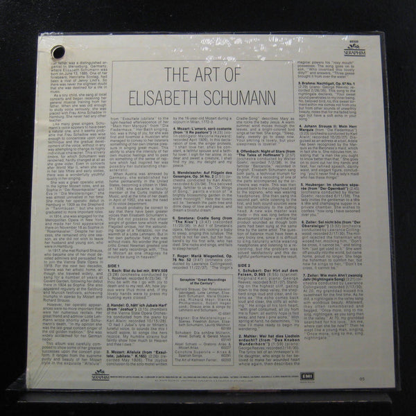 The Art Of Elisabeth Schumann LP New Sealed 60320 Mono Seraphim Vinyl Record - Shuga Records