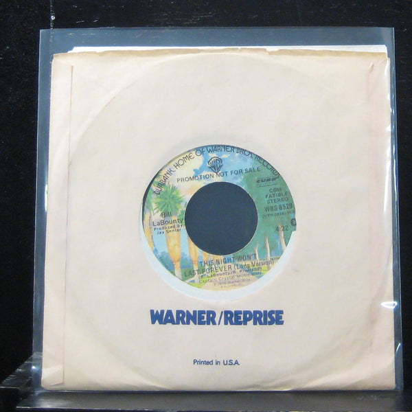 Bill LaBounty - This Night Won't Last Forever 7" Mint- WBS 8529 Vinyl 45 - Shuga Records