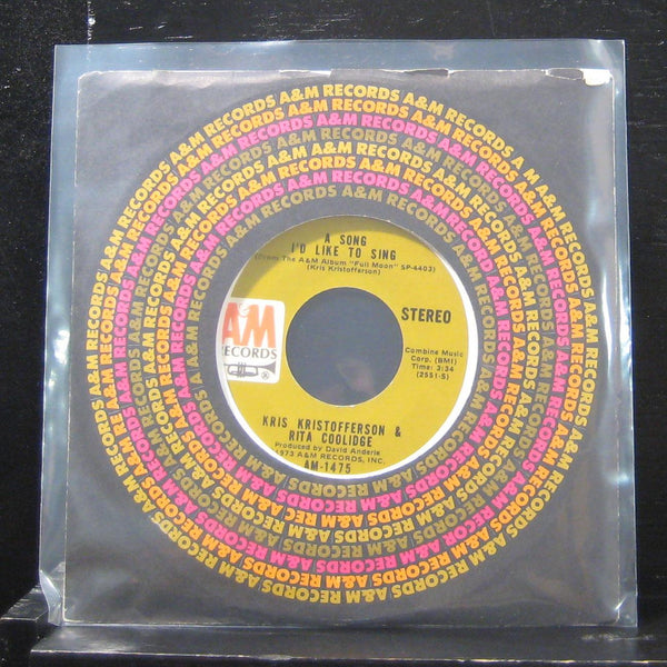 Kris Kristofferson Rita Coolidge - A Song I'd Like To Sing 7" VG+ AM-1475 Vinyl - Shuga Records