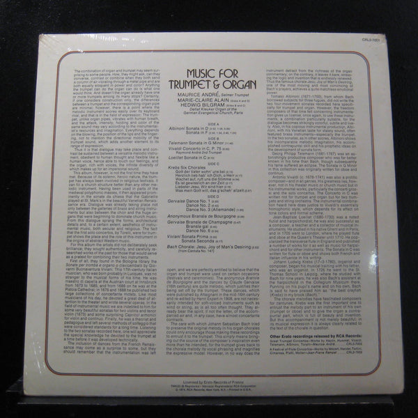 Maurice Andre / Bilgram - Music For Trumpet & Organ 2 LP New Sealed CRL2-7001 - Shuga Records
