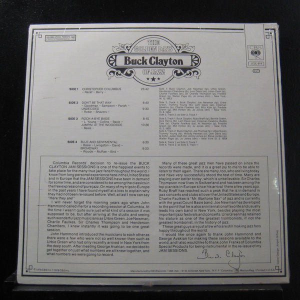 Buck Clayton - The Golden Days Of Jazz 2 LP New Sealed JC2L 614 Vinyl Record - Shuga Records