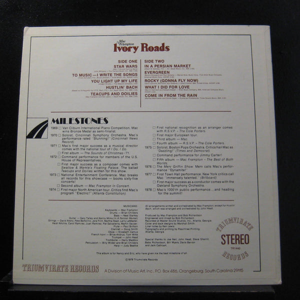 Mac Frampton - Ivory Roads LP VG+ TR1440 Vinyl Record Signed / Autographed - Shuga Records