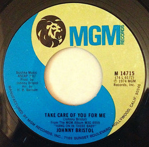 Johnny Bristol ‎– Hang On In There Baby / Take Care Of You For Me VG 7" Single 45RPM 1974 MGM USA - Funk / Soul