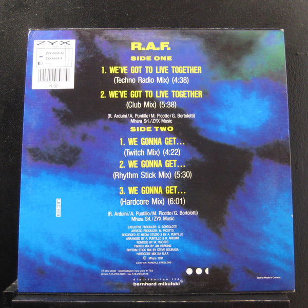 R.A.F. - We've Got To Live Together 12" VG+ ZYX 6654-12 USA 1991 Vinyl Record - Shuga Records