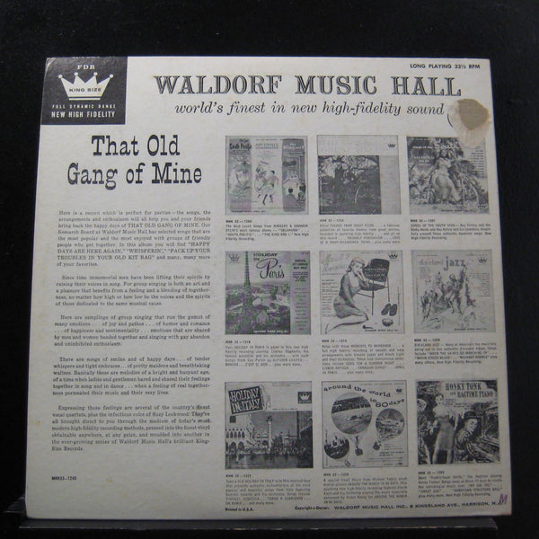 Various - That Old Gang Of Mine LP VG+ MHK 33-1240 Mono Vinyl Record - Shuga Records