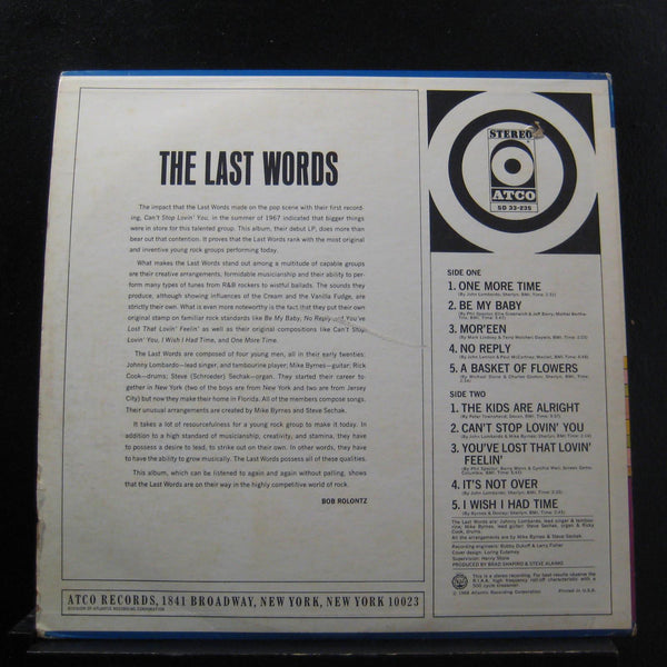 The Last Words - The Last Words LP VG+ SD 33-235 ATCO 1st Stereo 1968 USA Record - Shuga Records