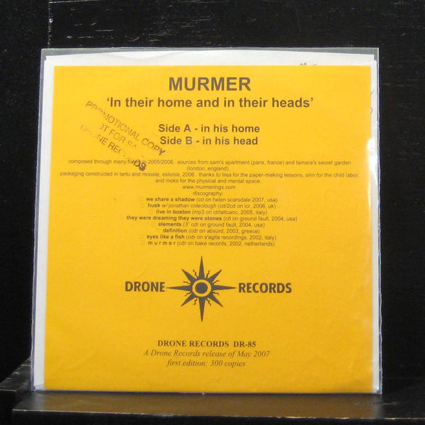 Murmer - In His Home / In Her Head 7" Mint- DR-85 Vinyl 45 Clear Promo - Shuga Records