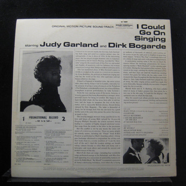 Judy Garland - I Could Go On Singing LP VG+ W-1861 Mono Capitol Rainbow Record - Shuga Records