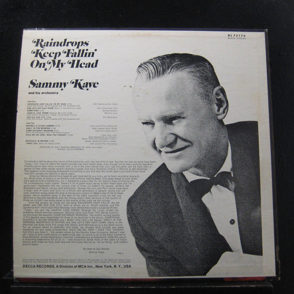 Sammy Kaye - Raindrops Keep Falin On My Head LP VG+ DL 75176 Stereo Vinyl Record - Shuga Records
