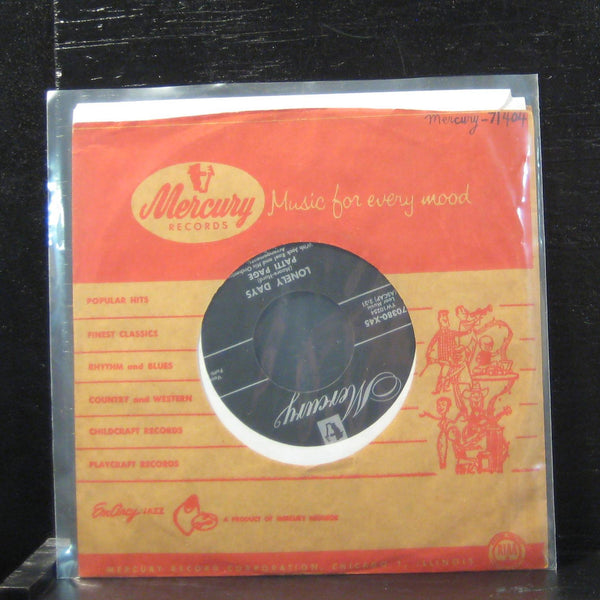 Patti Page - Steam Heat / Lonely Days 7" Mint- 70380-X45 Mercury 1954 Vinyl 45 - Shuga Records