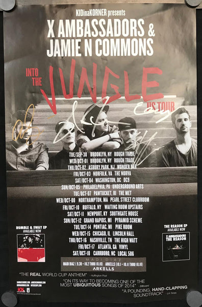 X Ambassadors & Jamie N Commons - Into The Jungle Tour 11x17 VG+ Signed Poster - Shuga Records