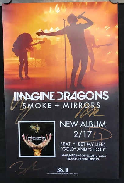 Imagine Dragons Smoke + Mirrors 11" x 17" VG+ Promo Poster Signed - Shuga Records