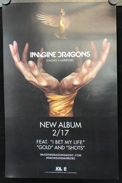 Imagine Dragons Smoke + Mirrors 11" x 17" VG+ Promo Poster Signed - Shuga Records