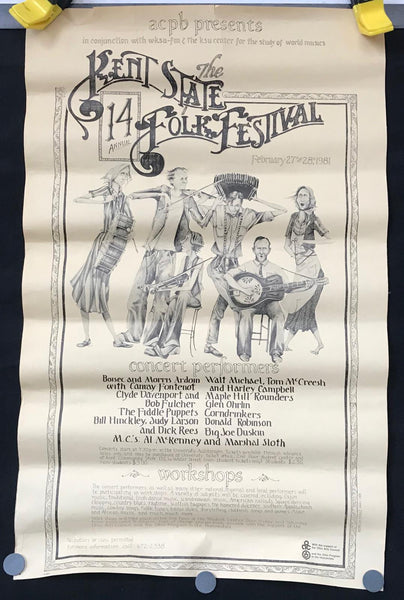 Kent State Folk Festival 17.5" x 27.5" Original Poster 1981 - Shuga Records