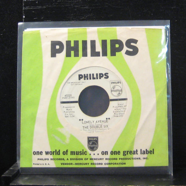 The Double Six - Lonely Ave / Sherri 7" VG- 40220 White Promo Vinyl 45 - Shuga Records