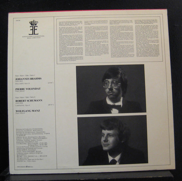 Volondat, Wolgang Manz - Brahms Ballades / Schumann Carnaval LP Mint- 1980 066 - Shuga Records